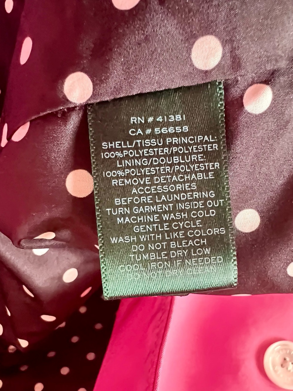Lauren Ralph Lauren Button Belted Trench Jacket Raincoat Garden Pink Size M - Picture 11 of 11